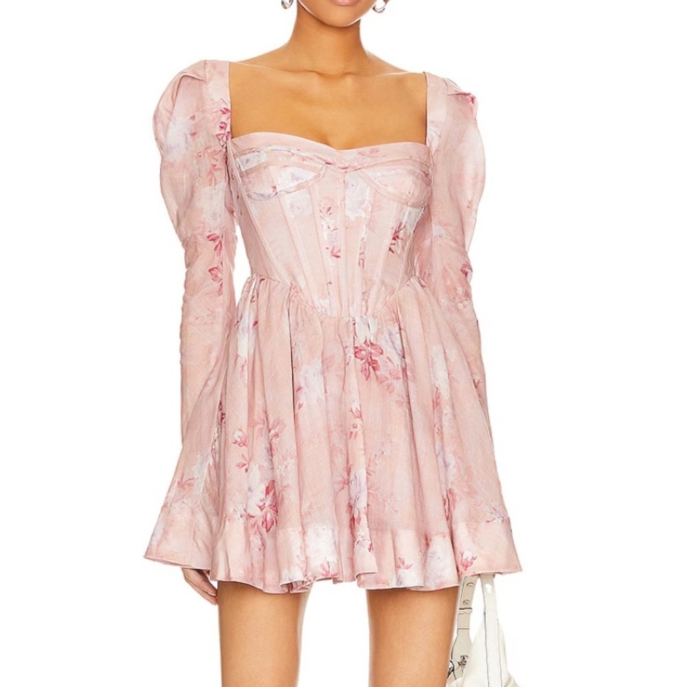 Bardot womens pink Evermore Floral long sleeve midi dress 6 NWT